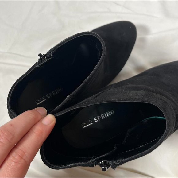 Black suede gold booties heels - Picture 6 of 7